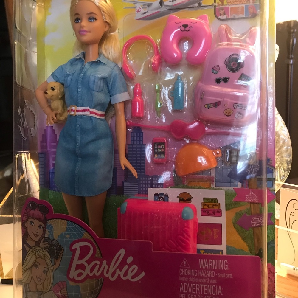 Barbie travel doll and puppy.